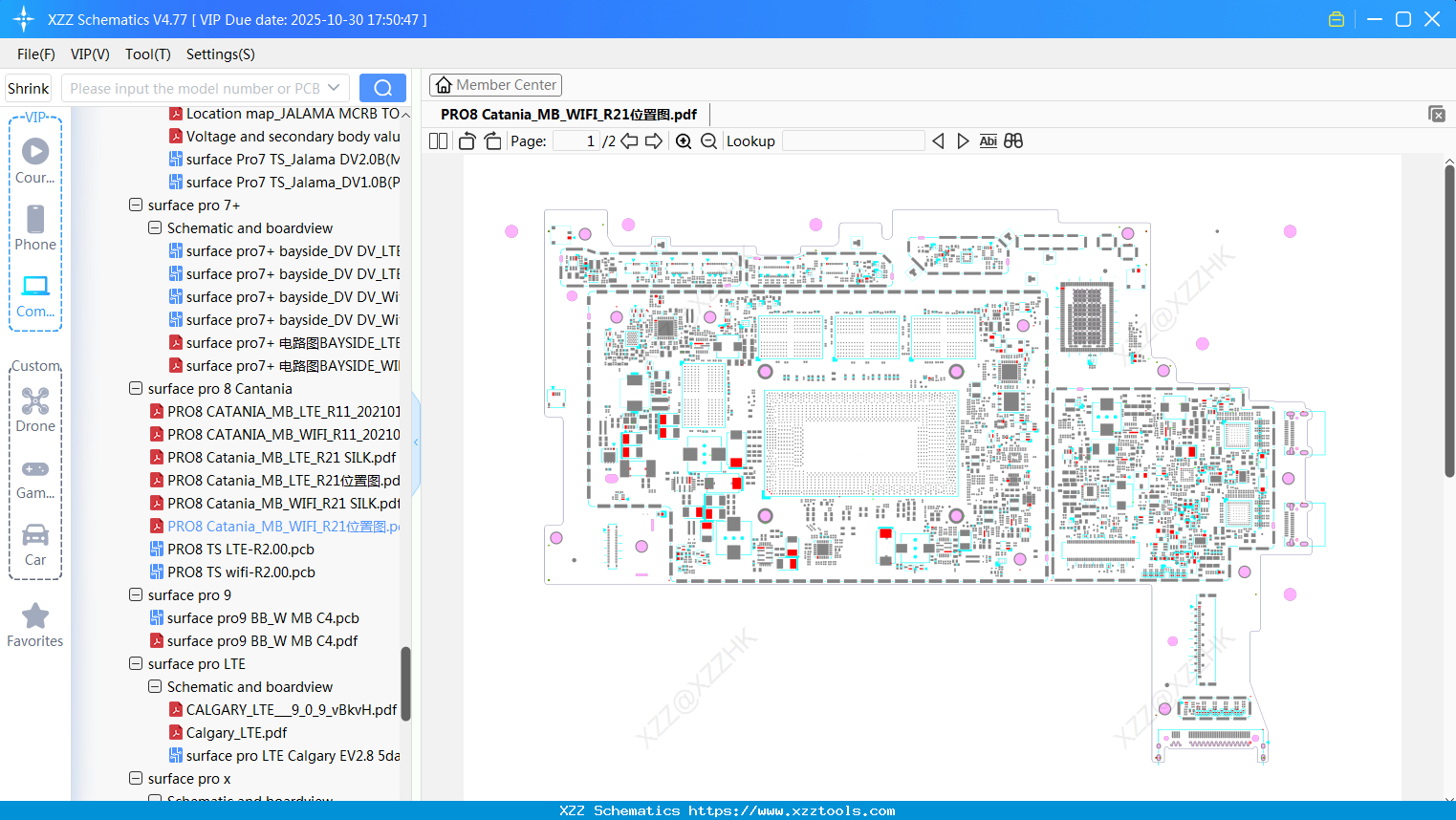 Laptop Surface PRO8 Catania_MB_WIFI_R21位置图